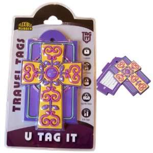  Purple & Yellow   Cross Luggage Tag Case Pack 12