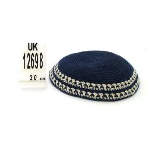  UK12698   C KNITED KIPPAH 20CM  BLUE, DECORATION 