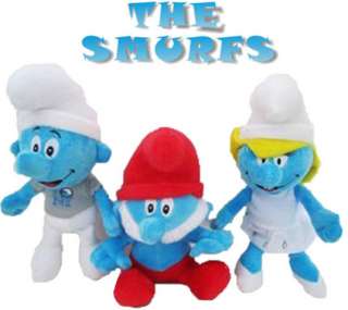 3X The Smurfs 2011 3D movie Plush SOFT FIGURE Doll Toy 11 papa clumsy 