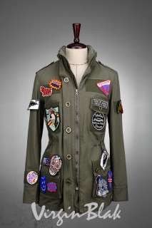 vb HOMME Velcro Covered Parka with Embroidered Patches 3VP  