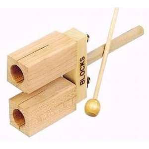  Set of 2 Piccolo Woodblocks on Handle Musical Instruments