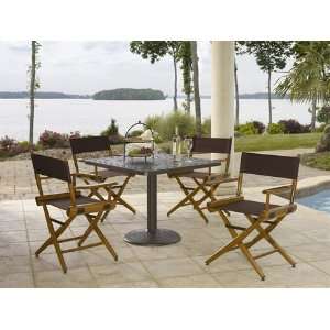   Casual Director Chairs Sling Patio Wood Dining Set