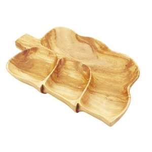 Leaf Tray, 3 Sections, Acacia Wood 