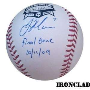  Signed Joe Mauer Baseball   Metrodome Final Season w Final 