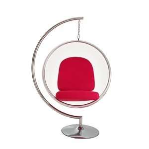  Eero Aarnio Style Bubble Chair With Red Pillows