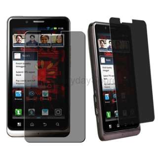 Red+Clear Hard Case Cover+Privacy LCD Guard For Motorola Droid Bionic 
