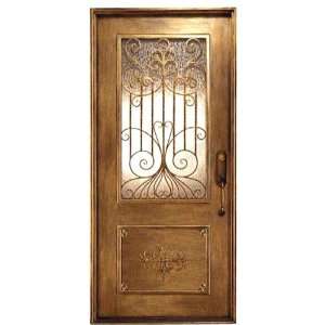   Forged Iron Entry Door with Scrollwork Gate Design