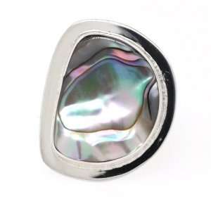   Sterling Silver Irregular Shaped Abalone Inlay Ring, Size 7 Jewelry