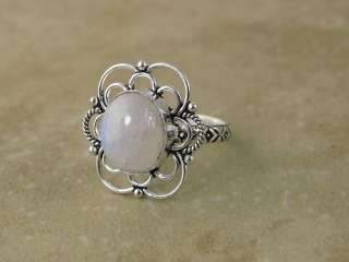 silver ring (size 8 )** ** winter white moonstone ** 