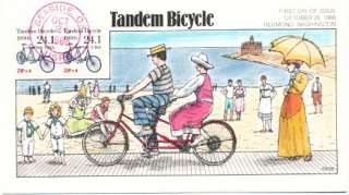 Tandem Bicycle #2266 Hand Painted Fred Collins cachet First Day cover 