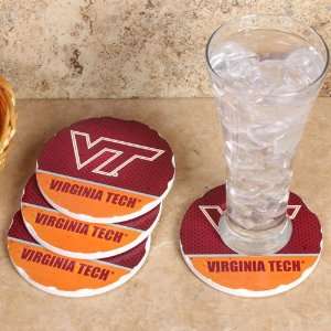  NCAA Virginia Tech Hokies 4 Pack Round Ceramic Coasters 