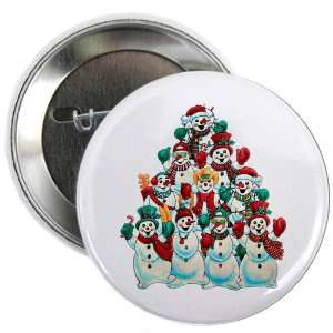  2.25 Button Christmas Holiday Stacked Snowmen Everything 