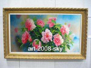   Oil painting art Beautiful Peony Florals  on canvas 32x64  