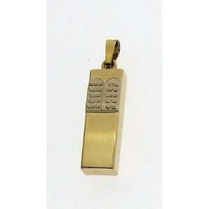  14K Mezuzah Pendant with 10 Commandments Jewelry