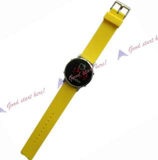 Yellow Luxury Stylish Hellokitty LED Digital Silicone Wrist Watch For 