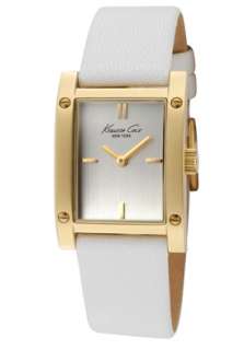 Kenneth Cole Watch KC2591 Womens Silver Dial White Textured Leather 