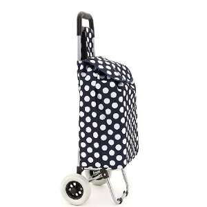  Folding Shopping Market Cart Bag on Wheels NAVY w/ WHITE 