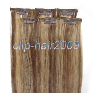 20 6 pcs Clips On Human Hair Extensions #4/27,36g  