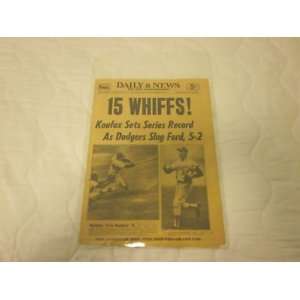  1963 New York Daily News Newspaper Koufax Whiffs 15 