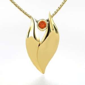   Flame Pendant, 14K Yellow Gold Necklace with Fire Opal Jewelry