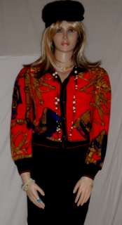 395 Black Santana Knit skirt w leather & gold grommets  