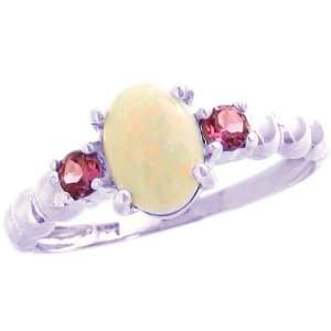   Gold Oval and Round Gemstone Ring Multi Opal Pink Tourmaline, size8.5