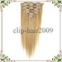 20 7 pcs Clips on Human Hair Extensions #27/613,70g   