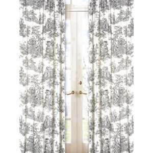    Black French Toile Window Curtain Panel Set