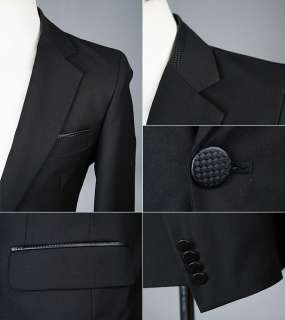 Mens premium slim fit one button dress suit black  