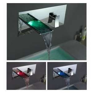 Fear Warranty Single Handle Chrome Waterfall LED Bathroom Sink 