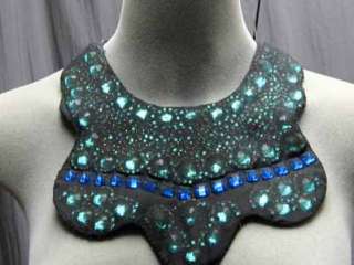 Green Blue Sequin Mesh Marni Collar Patch Necklace WOW  