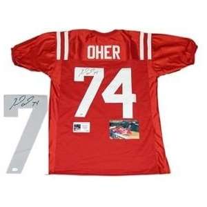 Michael Oher Autographed Uniform   Ole Miss Rebels Red   Autographed 