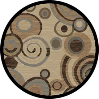 Contemporary Ivory Circles Rings Spiral 6 Round Area Rug Actual 5 3 