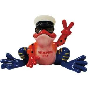 Westland Giftware Peace Frogs Ceramic Marines Frog Figurine, 3 1/2 