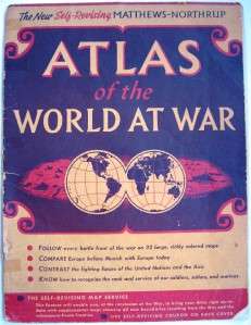 MATTHEWS NORTHRUP *ATLAS of the WORLD at WAR* WWII VG+  