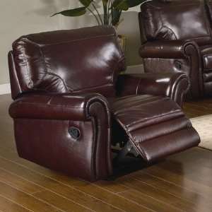  Dorchester Leather Recliner Arm Chair in Burgundy