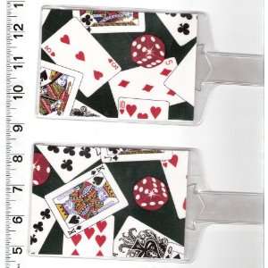  Set of 2 Luggage Tags Made with Poker Cards Dice Fabric 