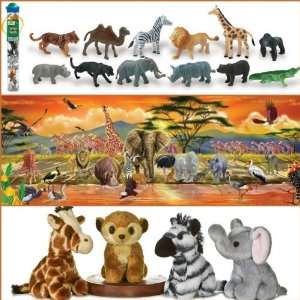  Melissa & Doug Safari Floor Puzzle with Wild Animals Toob 