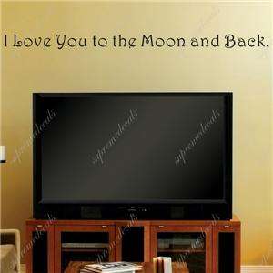 love you to moon and back words and letters quote decals  