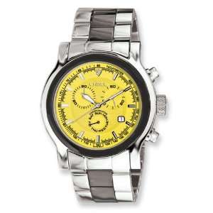   Stainless Steel Swiss Quartz Chronograph with Yellow Dial Jewelry
