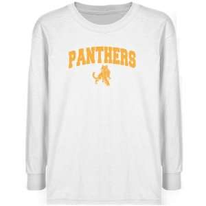 Adelphi University Panthers Youth White Logo Arch Long Sleeve T shirt 