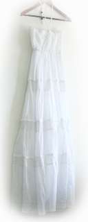 Adjustable White Embroidered Cotton Long Maxi Dress  
