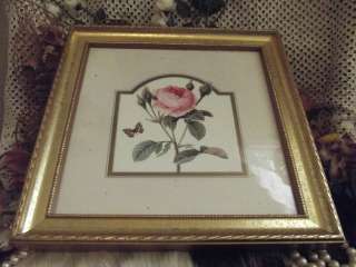   Victorian PINK ROSE Chic Wall PRINT Wood WOODEN Gold FRAME Roses ART