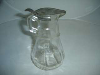 Hazel Atlas clear glass syrup pitcher  