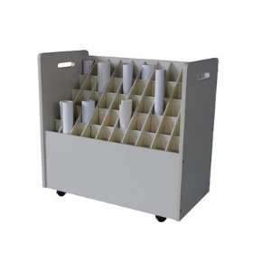  50 Compartment Mobile Wood Roll File (Putty) (29.25H x 30 