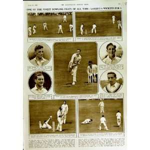  1950 LAKERS WICKETS CRICKET SPORT CAMBRIDGE HUTTON MAY 