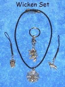 WICCAN NECKLACE SET GOTH WOLF OWL CELTIC WEB SILVER 58  