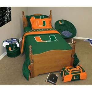  Miami Hurricanes NCAA Comforter Set (Twin/Twin XL) Sports 