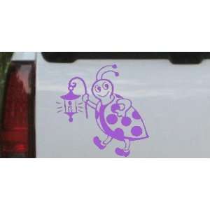 Purple 4in X 4in    Cute Ladybug With Lantern Animals Car Window Wall 