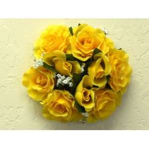    Set of 6 YELLOW Rose Flower 3 Candle Rings